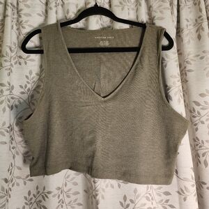 American Eagle Ribbed Crop Tank Olive Green Size XXL